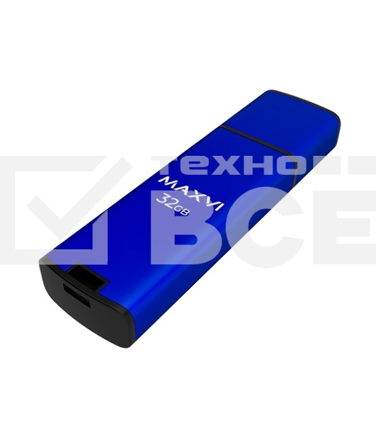 Флеш диск Maxvi MP2 32GB USB 2.0 blue, монолит с колпачком, ABS пластик + металл