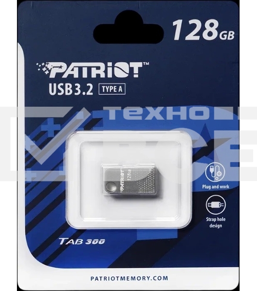 Флеш диск Patriot TAB 300 128GB USB 3.2 GEN 1 Type-A <PSF128GT300DS3U> grey mini