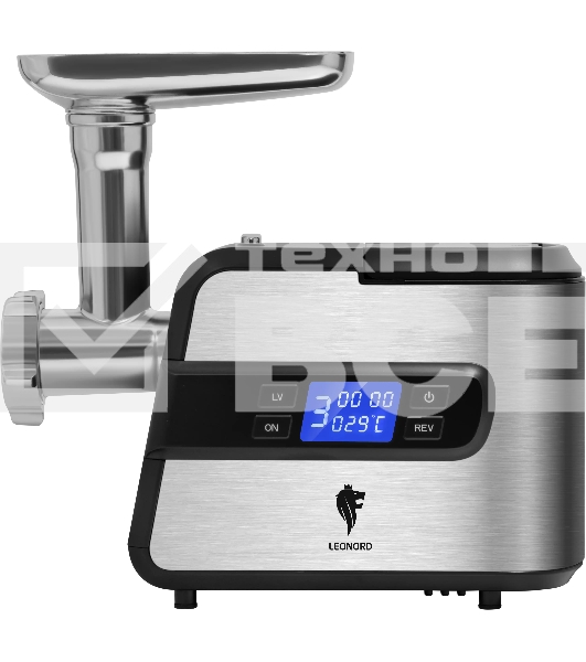 Мясорубка электрическая LEONORD LE-17706 черный, 2600 Вт, 2.0 кг/мин, реверс, металлический лоток, насадки - 5