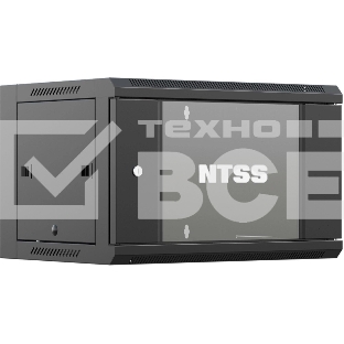 Шкаф коммутационный NTSS (NTSS-W9U6060GS-BL) настенный 9U 570x600мм пер.дв.стекл 60кг черный 22кг