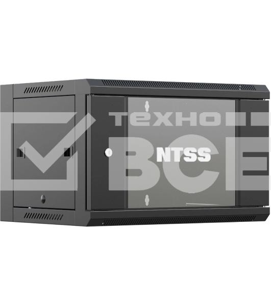 Шкаф коммутационный NTSS (NTSS-W9U6060GS-BL) настенный 9U 570x600мм пер.дв.стекл 60кг черный 22кг