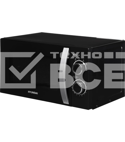 Микроволновая печь Hyundai HYM-M2055 черный/серебристый, 20 л, 700 Вт, переключатели - поворотный механизм