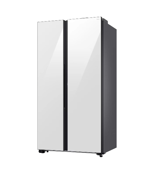 Холодильник Samsung RS80F65M1WWT белое стекло двухкамерный 417/229л морозилка сбоку, No Frost, Side by Side