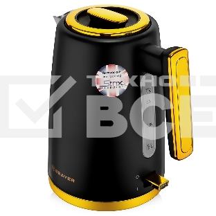 Чайник электрический BRAYER BR1017, 2200 Вт, 1,7 л, нерж.сталь, VNQ by STRIX, автоотключ