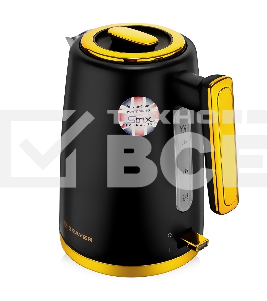 Чайник электрический BRAYER BR1017, 2200 Вт, 1,7 л, нерж.сталь, VNQ by STRIX, автоотключ