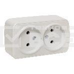 Розетка EKF EGR10-102-10 2-я, б/з, 10А, ОП Basic Минск белый, фото 1