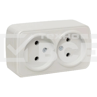 Розетка EKF EGR10-102-10 2-я, б/з, 10А, ОП Basic Минск белый