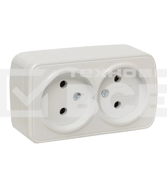 Розетка EKF EGR10-102-10 2-я, б/з, 10А, ОП Basic Минск белый
