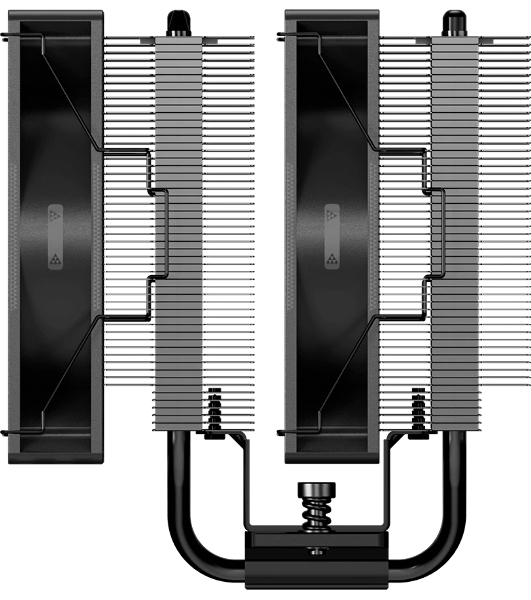 Кулер для процессора PCCooler RT620 PRO BK (250W, 4-pin PWM, 153mm, Al/Cu, 6x6mm, 2x120mm, 73.32CFM, 34.9dBA, 2200RPM, S: 1851/1700/1200/115X, AM5/AM4, черный)