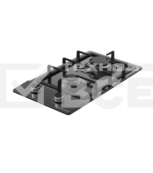 Варочная поверхность Kuppersberg FS 30 B, газ, High-Tech, 30 см, автоматический электроподжиг, газ-контроль, форсунки под сжиженый газ, SABAF конфорки, чугунные решетки, цвет черный, цвет фурнитуры черный