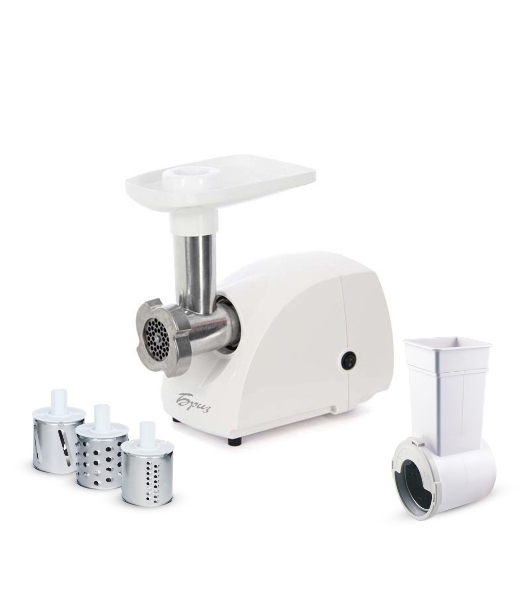 Мясорубка электрическая Аксион Бриз М12.23 белый, 600 Вт, 0.67 кг/мин, защита от перегрузки, насадки - 5