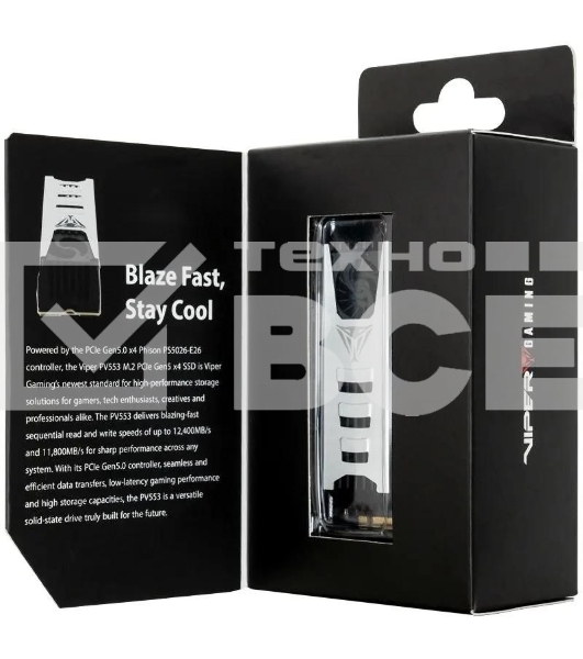 Накопитель SSD Patriot PV553, 4Tb, PCIe 5.0 x4, M.2 2280, NVMe, R/W 12400/11800, с активным охлаждением
