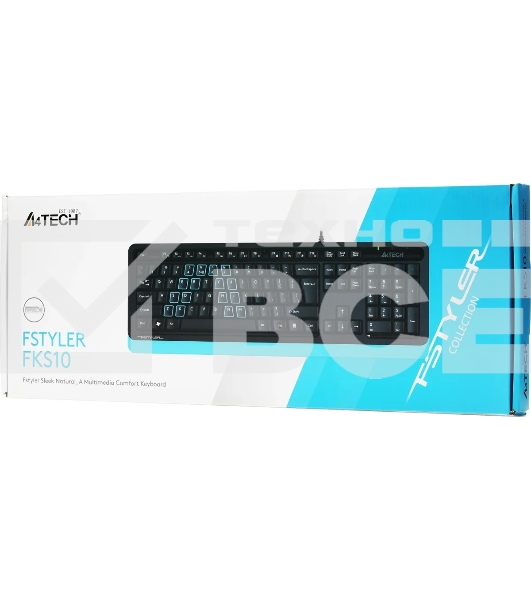Клавиатура A4Tech Fstyler FKS10 проводная, USB, черный/синий