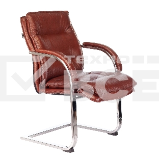 Кресло офисное Бюрократ T-9927SL-LOW-V Leather Eichel светло-коричневый, кожа, низк. спин. полозья металл хром