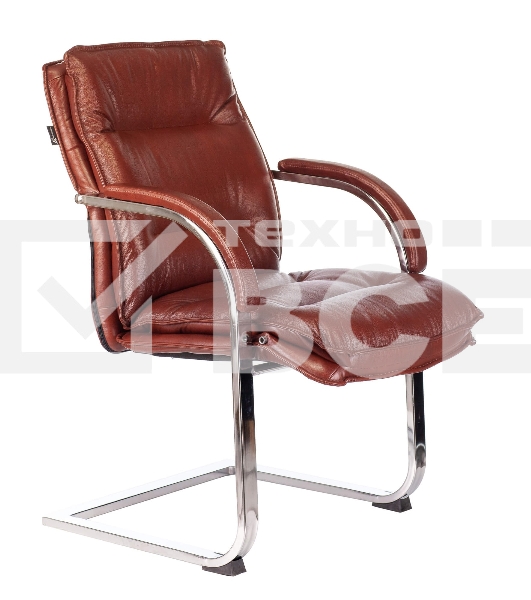 Кресло офисное Бюрократ T-9927SL-LOW-V Leather Eichel светло-коричневый, кожа, низк. спин. полозья металл хром