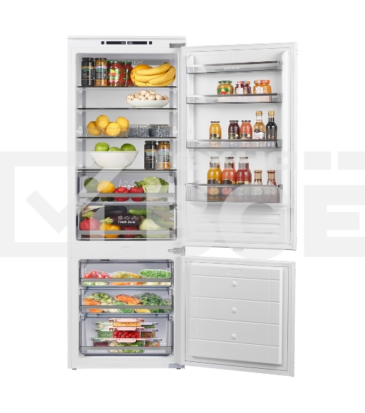 Встраиваемый холодильник Maunfeld MBF193NFW1GR Inverter белый двухкамерный 257/84 л морозилка снизу, No Frost