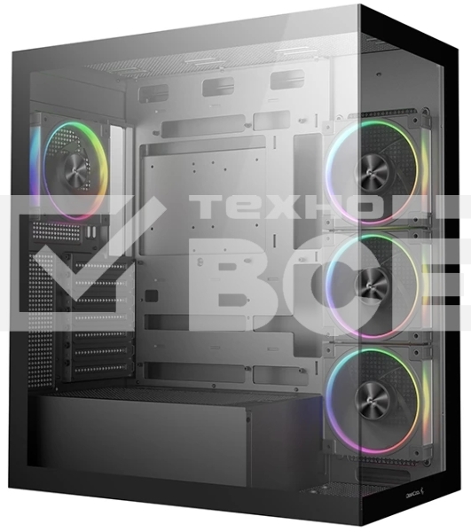 Компьютерный корпус Deepcool CG580 4F V2 без БП, боковое окно (панорама), 4x120мм ARGB PWM вентилятора, черный, ATX (R-CG580-BKADA4-G-2)