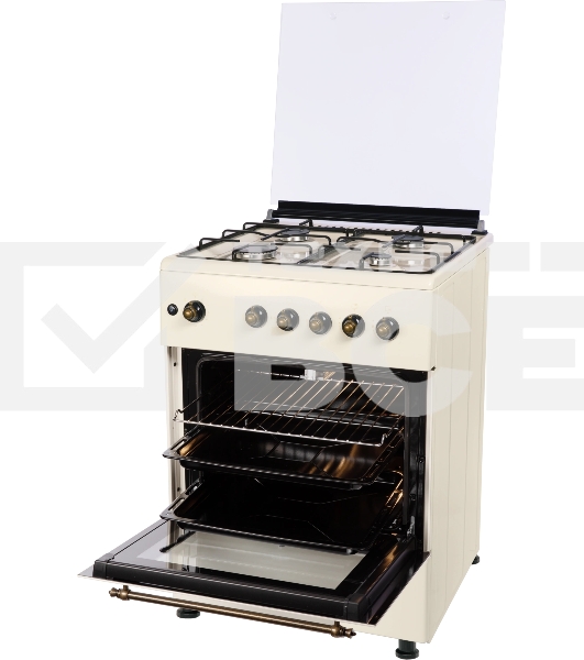 Плита газовая Nordfrost GG 6061 Y бежевый, конфорок 4 шт, духовка 63 л, 60 см x 89 см x 60 см