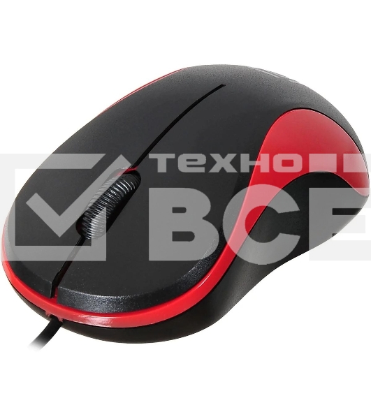 Мышь проводная Oklick 115S черный/красный, 1200 dpi, USB, кнопки - 3