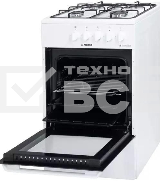 Плита газовая Hansa FCGW510029A белый, конфорок 4 газовых, духовка 53 л, 50 см x 85 см x 57 см
