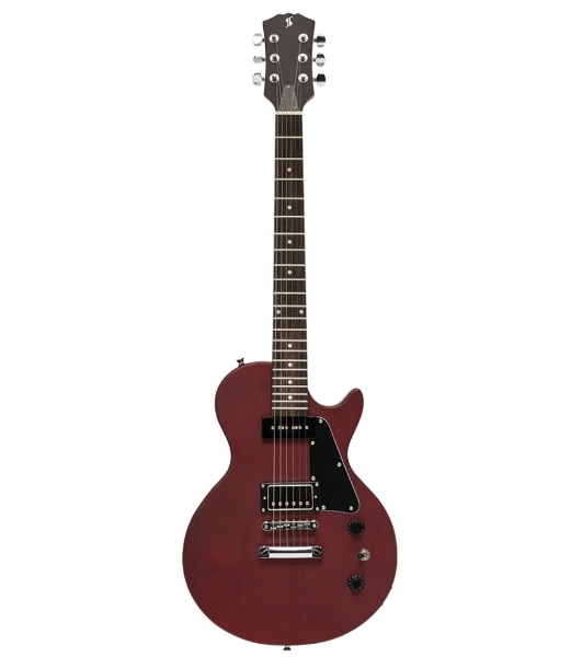 Электрогитара STAGG SEL-HB90 CHERRY 6-ти струнная, корпус массив красного дерева, гриф красное дерево, накладка палисандр, 22 лада, звукосниматели 1х P90, 1х хамбакер, регуляторы 1x громкости, 1x тона, 3-х поз. переключатель, цвет Cherry