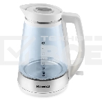 Чайник электрический Hyundai HYK-G3037 1.9л. 3000Вт белый/прозрачный (корпус: стекло), фото 1