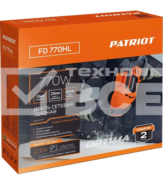 Дрель ударная Patriot FD 770HL 770Вт патрон:быстрозажимной реверс (120301771)