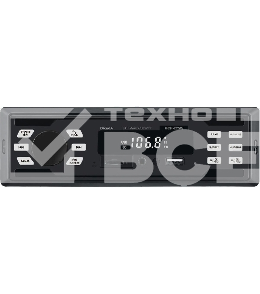 Автомагнитола Digma MCP-225W 1DIN 4x45Вт v5.0 AUX 2