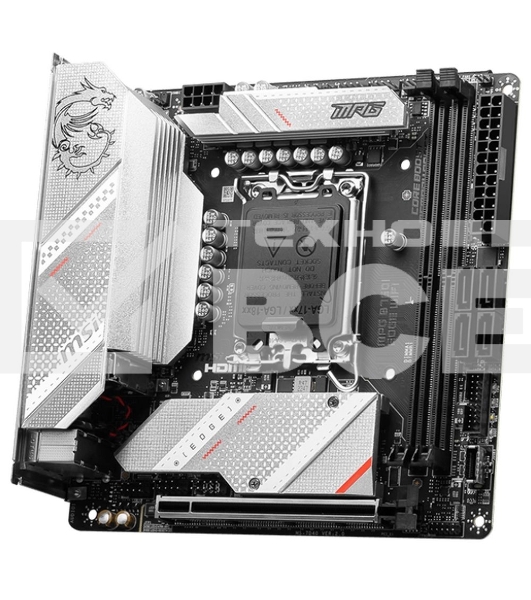 Материнская плата MSI MPG B760I EDGE WIFI, LGA 1700, Intel B760, 2xDDR5, 4xSATA, 2xM.2, 1xPCIe 5.0 x16, 1xHDMI, 1xDP, 1x 2.5Gb LAN, 4xUSB-A 3.2 Gen 1, 1xUSB-A 3.2 Gen 2, 2xUSB-A 2.0, 1xUSB-C 3.2 Gen 2, 3x3.5 мм, 7.1, Mini-ITX