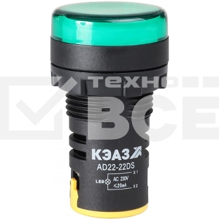 Лампа AD22DS(LED) матрица D22мм зеленый 24В AC/DC-КЭАЗ