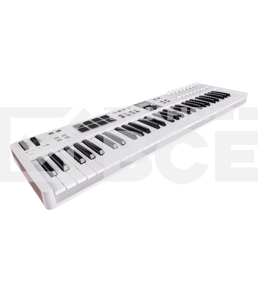Клавиатура MIDI [231531] Arturia [KeyLab Essential 61 mk3 White] 61 клавиша, LCD дисплей, 9 энкодеров, 8 пэдов, 9 фейдеров, 12 кнопок управления, колеса высоты тона и модуляции, 1/4