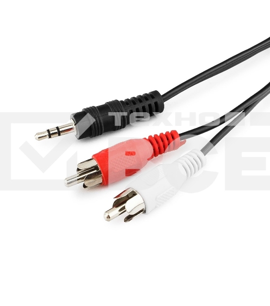 Кабель аудио Cablexpert CCA-458-0.2M-N, Jack 3.5(M)/2xRCA, 0.2м, черный, пакет