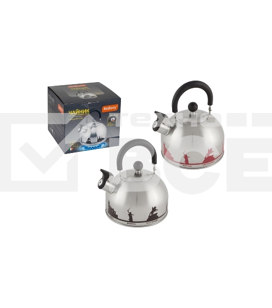 Чайник из нерж. стали MALLONY ГОРОДА РОССИИ со свистком 2,5 л, с рисунком, меняющим цвет