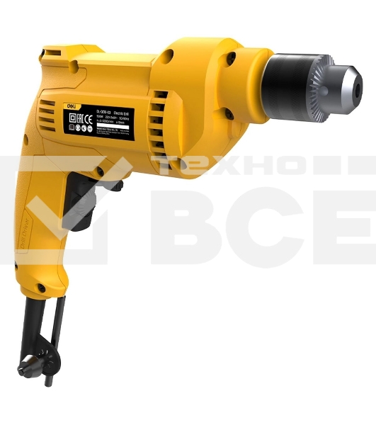 Дрель сетевая Deli DL-DZ10-E3 (500Вт, 0-3300об/мин, ключевой патрон 10мм, картон)