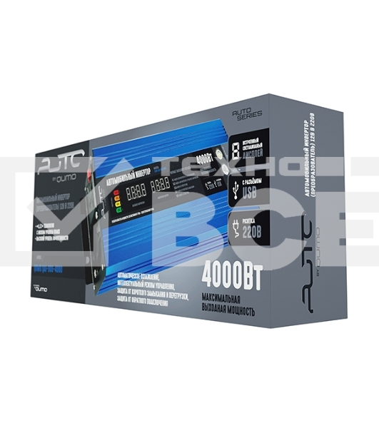 Автомобильный инвертор (преобразователь) 12В в 220В, Модель QUMO QAI-906-4000 (AVCN-Q4000)