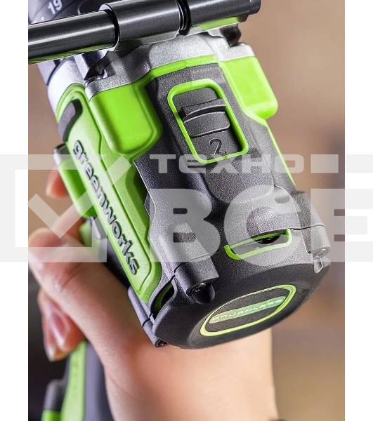Дрель-шуруповерт аккумуляторная Greenworks GD24DD140 24V, 70/140Нм,Anti-kickback,2х4Ач,ЗУ,кор 3707607CUD
