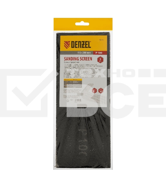 Сетка абразивная Denzel P 100, 115 х 280 мм, 5 шт.