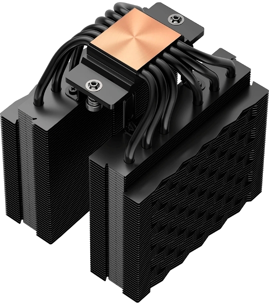 Кулер для процессора PCCooler RT620 PRO BK (250W, 4-pin PWM, 153mm, Al/Cu, 6x6mm, 2x120mm, 73.32CFM, 34.9dBA, 2200RPM, S: 1851/1700/1200/115X, AM5/AM4, черный)