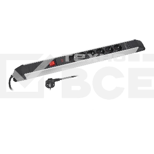 Сетевой фильтр СТАРТ SP 6x1 ZDVT 2USB, 6 розеток, до 16А, 1.5м, с заземлением, кнопка включения, алюминиевый корпус, защитные шторки, черный