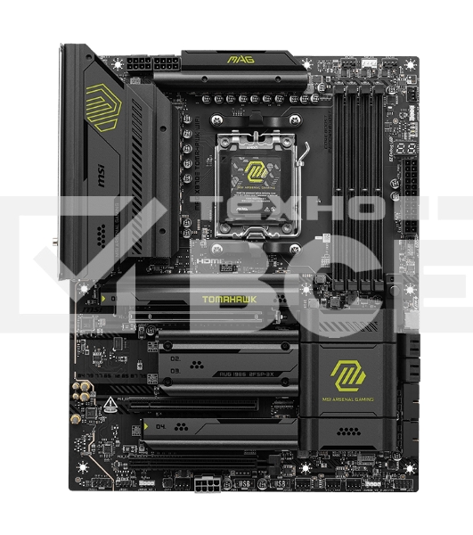 Материнская плата MSI MAG X870E TOMAHAWK WIFI, AM5, AMD X870, 4xDDR5, 4xSATA, 4xM.2, 1xPCI-E 5.0 x16, 1xPCI-E 4.0 x4, 1xPCI-E 3.0 x1, 1xHDMI, 2xUSB Type-C, 1x5Gb LAN, 2xUSB-A 3.2 Gen 2, 3xUSB-A 3.2 Gen 1, 4xUSB-A 2.0, 7.1, Wi-Fi 7, ATX