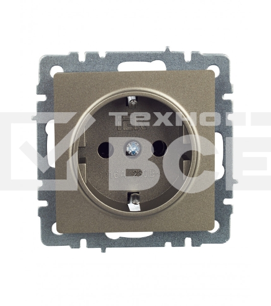 Розетка 1-местная IEK BRITE РС11-1-0-БрШ (BR-R11-16-K37) с заземлением, без защитных шторок, 16А, шампань