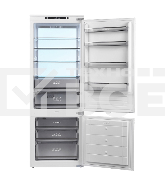 Встраиваемый холодильник Maunfeld MBF193NFW1GR Inverter белый двухкамерный 257/84 л морозилка снизу, No Frost