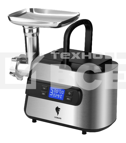 Мясорубка электрическая LEONORD LE-17706 черный, 2600 Вт, 2.0 кг/мин, реверс, металлический лоток, насадки - 5