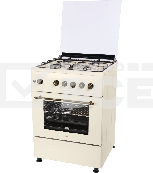 Плита газовая Nordfrost GG 6061 Y бежевый, конфорок 4 шт, духовка 63 л, 60 см x 89 см x 60 см