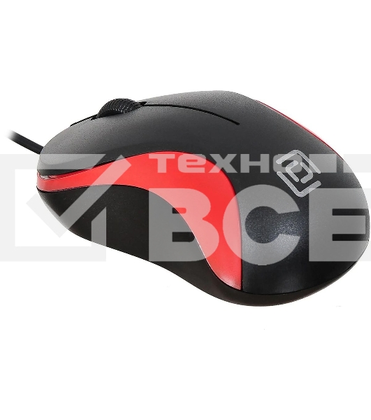Мышь проводная Oklick 115S черный/красный, 1200 dpi, USB, кнопки - 3