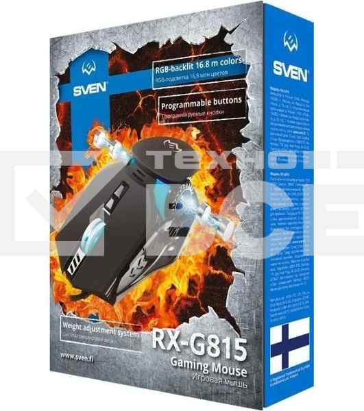 Мышь проводная SVEN RX-G815 черный, 8000 dpi, USB, кнопки - 7