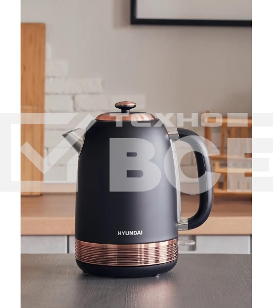 Чайник электрический Hyundai HYK-S4501 1.7л. 2200Вт черный/бронзовый (корпус: нержавеющая сталь/пластик)