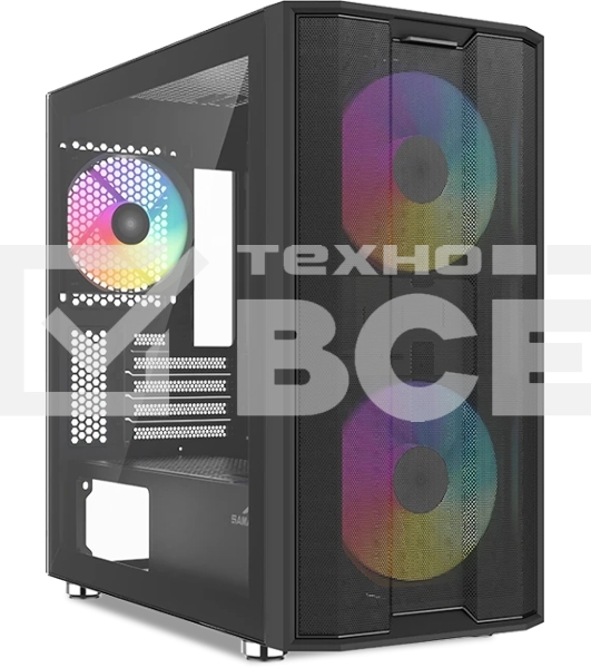 Корпус SAMA S30, Mini-Tower, чёрный, 2 x 140 мм, 1 x 120 мм