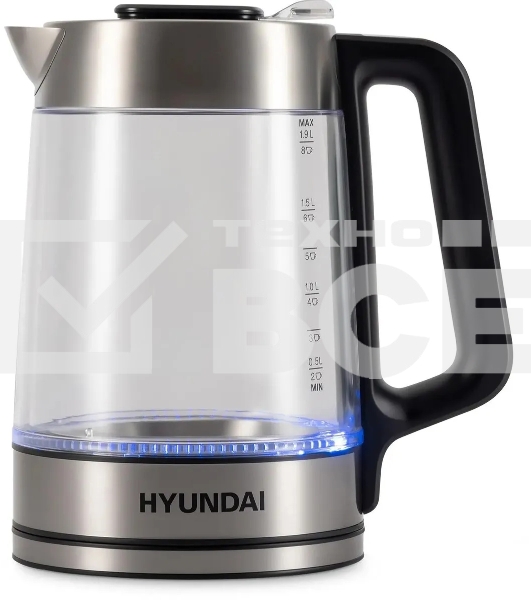 Чайник электрический Hyundai HYK-G5607 1.9л. 2200Вт черный/серебристый корпус: стекло