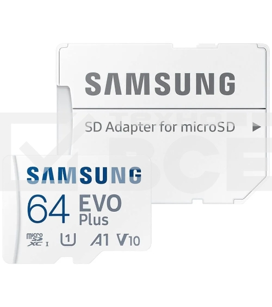 Флеш карта Samsung EVO Plus, microSDXC 64Gb (R/W 160/90 Mb/s, adapter) MB-MC64SA/APC